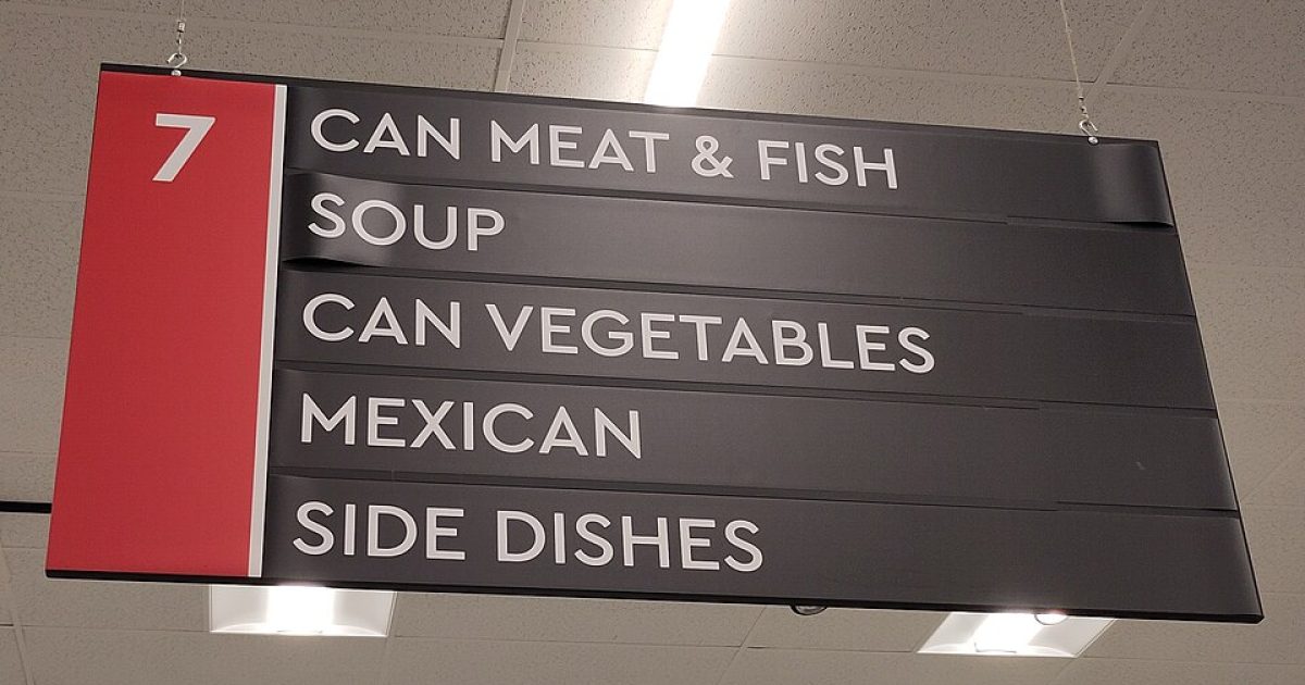 Supermarket aisle sign in Calgary, Canada